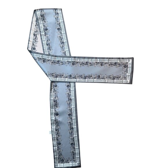 2/$30 Elegant Beige Gray Black Satin Neutral Sided Printing Silk Scarf - Picture 7 of 10